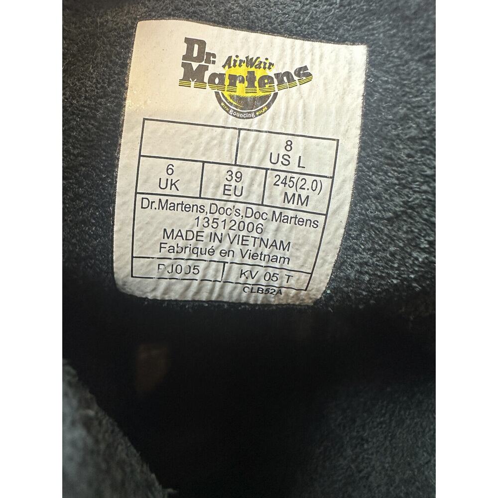 Doc Dr. Martens 1460 Virginia Soft Leather Boots Black Lace Up Women's Size 8 - Picture 11 of 14